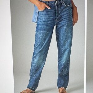 Lucky Brand Denim Paisley high Rise Drew Mom size 12